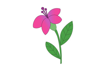 Flower png file pink and green leaf icon