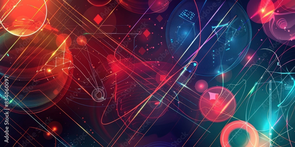 Aufkleber a colorful abstract image with many lines and dots. generate ai image