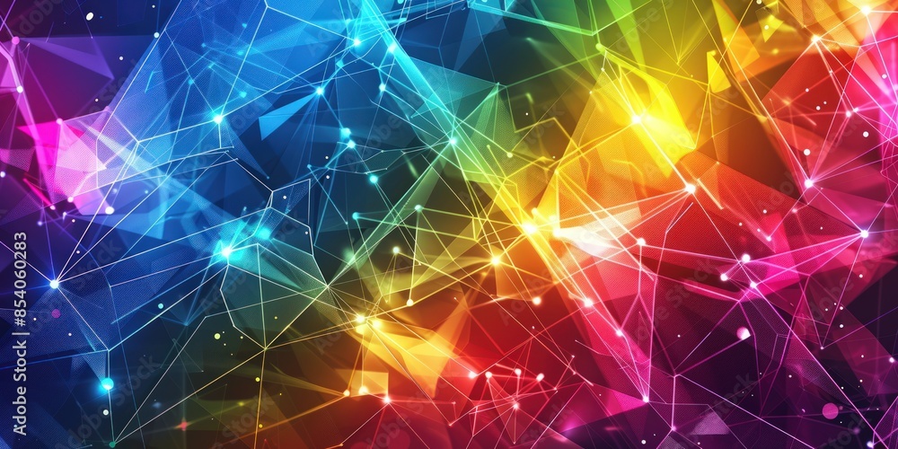 Aufkleber a colorful abstract image with many lines and dots. generate ai image