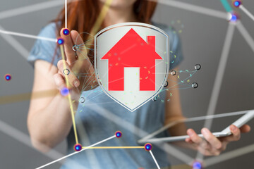 home data. Digital cyberspace with particles and Digital data network connections concept.