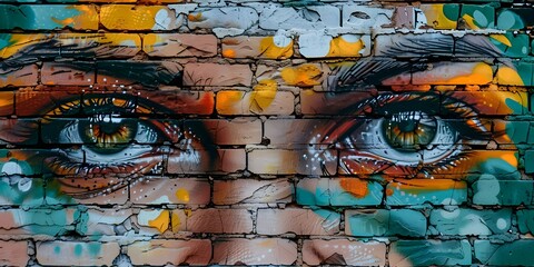 Stock image of brick wall street art amplifying marginalized voices. Concept Urban Art, Social Justice, Street Photography