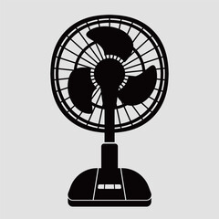Black vector electric fan icon with a gray background