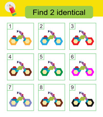 Fun puzzle game. Need to find two identical motorcycles. Answer is 4,8.