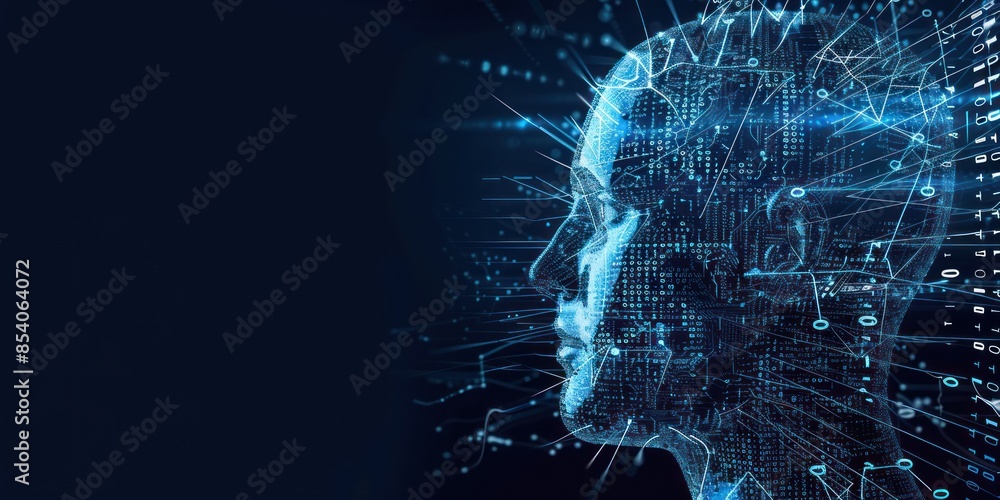 Poster digital profile with glowing circuit lines