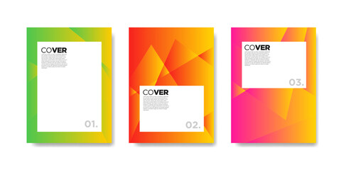 Set of modern book cover designs with geometric gradient colors. Very suitable for industrial business banners, flyers, brochures, posters, etc.