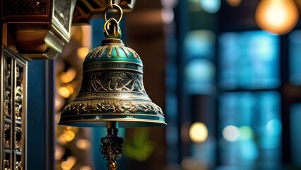 A close-up of a decorative bell with intriguing patterns.