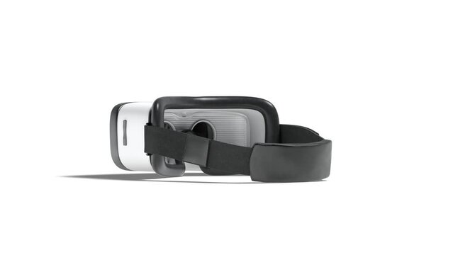 White virtual reality goggles mockup, looped rotation