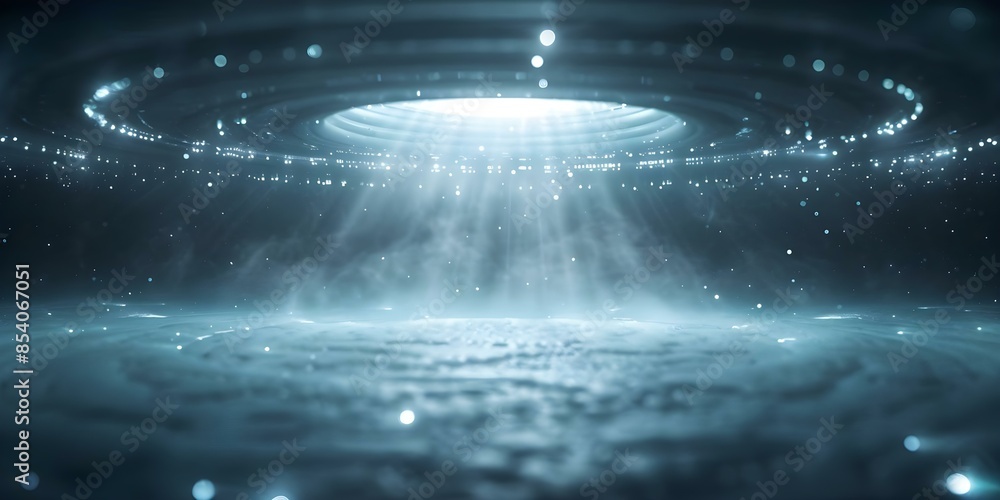 Poster alien canopy adorned with cosmic elements creating cascading space dust reactions. concept alien can