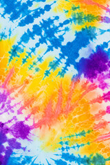 Tie dye shibori psychedelic 60s, 70s pattern. Watercolour vivid abstract texture. Tie Dye colourful background. Hand drawn ornamental. Print for textile, fabric, wallpaper, wrapping paper