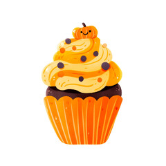 Watercolor Halloween cupcake transparent PNG