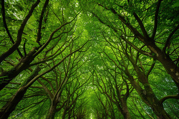 Obraz premium Green forest landscape with many trees 