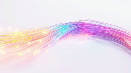 Fiber optic cable on white background with space for text
