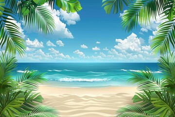 Fototapeta premium Summer Background illustration created with Generative AI