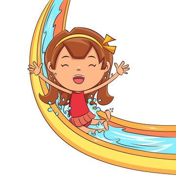 recommend clip art: Girl on water slide