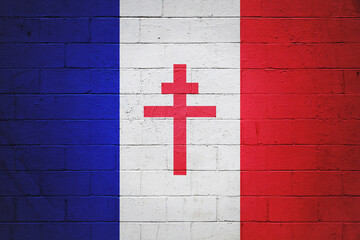 Flag of Free France painted on a wall