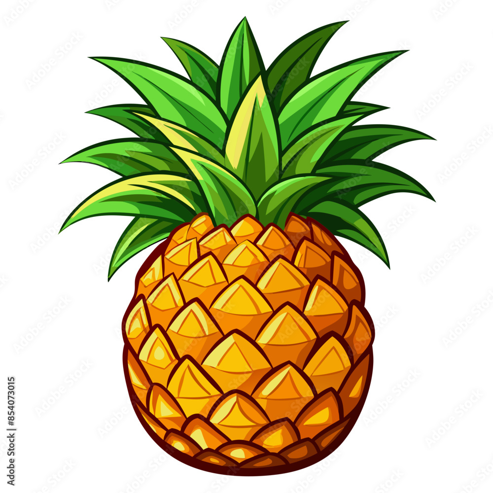 Wall mural pineapple isolated on white background