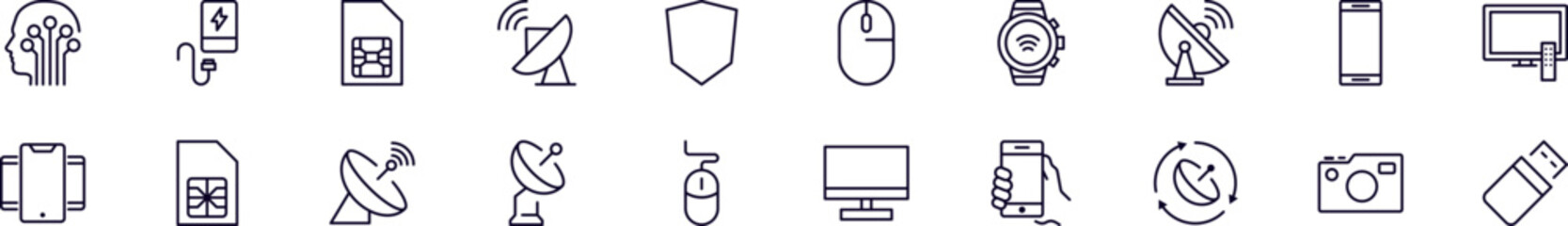 Collection of thin vector images of electronics for web sites, newspapers, articles book