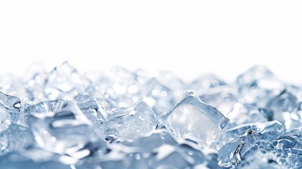 Ice cubes close up on white background