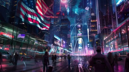 Fototapeta premium USA Independence Day: A Dazzling Display of Patriotism and Pyrotechnics