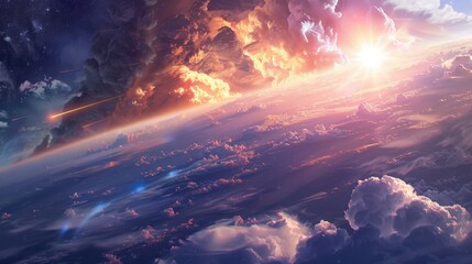 Fototapeta premium Celestial nuclear burst amidst stellar field