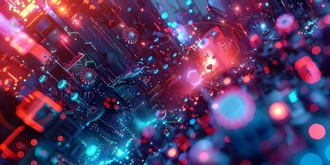 Discovering Paths Abstract Technology Background with Bits, Bytes, Electrons, and Photons. Concept Technology Art, Abstract Backgrounds, Digital Design, Futuristic Concepts