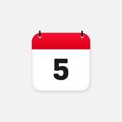 5th day of the month calendar. Vector icon