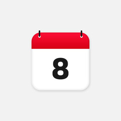 8th day of the month calendar. Vector icon