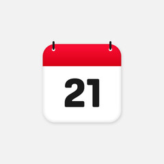 21th day of the month calendar. Vector icon
