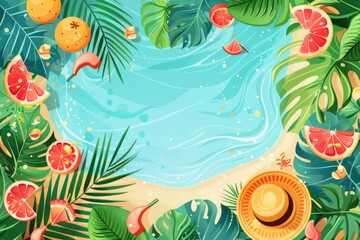 Summer Background illustration created with Generative AI