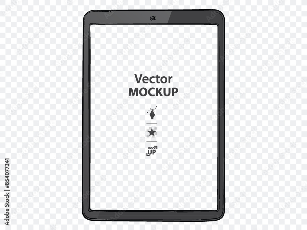Canvas Prints tablet computer screen vector drawing illustration with transparent background. hand-drawn tablet pc