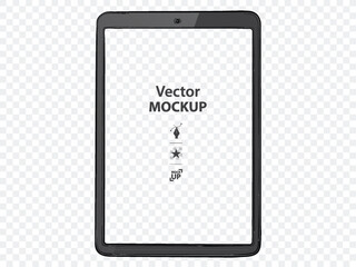 Tablet Computer Screen Vector Drawing Illustration with Transparent Background. Hand-drawn Tablet PC mockup.