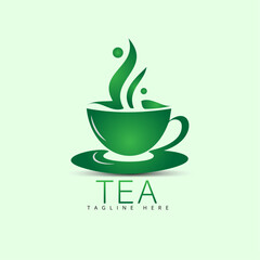 Vector logo design tea cup concept