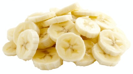 Banana slices isolated on white with clipping path