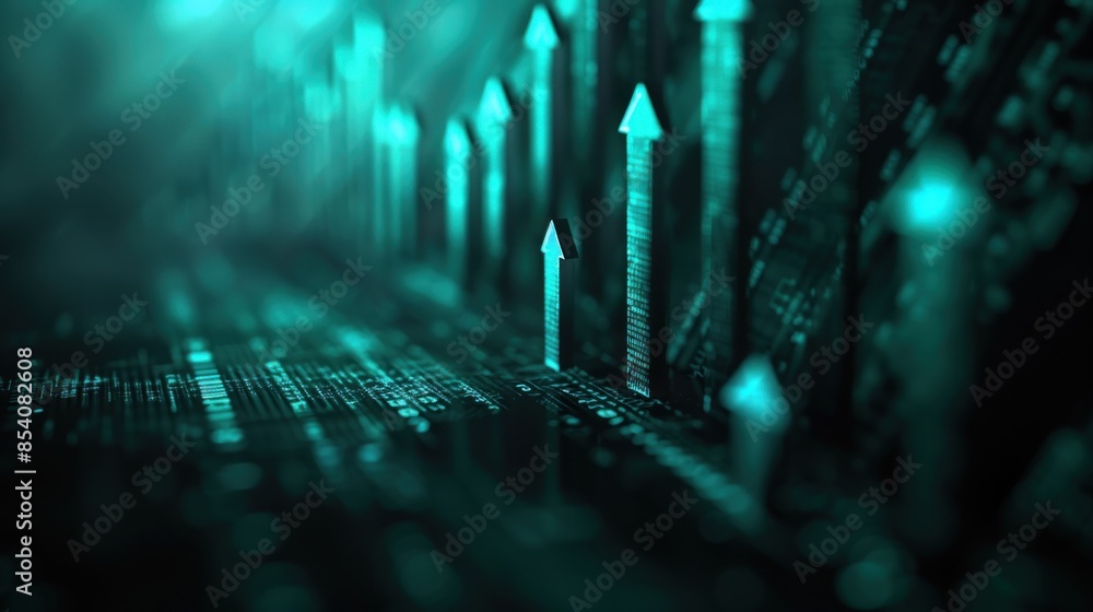 Poster abstract circuit board arrows pointing upwards