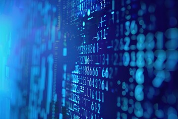 Obraz premium Financial video background: numbers and chart at background of financial spaces. Blue background for market news, business, financial themes