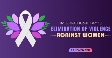 International Day of the Elimination of violence against women, 25 November. Campaign or celebration banner design
