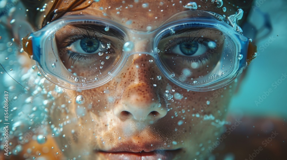 Aufkleber the image showcases a soft focus and abstract water texture with reflections and bokeh in hues of bl