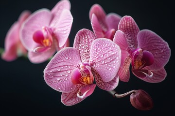 Pink Orchid Blossom with Dew Drops