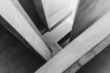 An overhead shot of a minimalist geometric installation in a modern art gallery