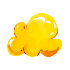 Yellow watercolor cloud transparent PNG cartoon.