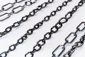 Obraz premium A detailed view of a collection of chains on a wooden table
