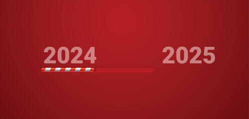 Conceptual vector illustration of year 2024 passing by and slowly reaching 2025. 