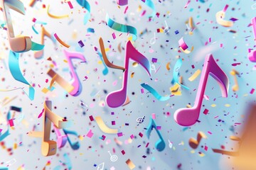 A group of musical notes floating through the air