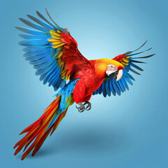 Fototapeta premium Macaw parrot, a big beautiful parrot with red and blue feathers