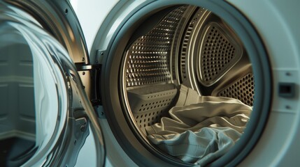 Close-up view of the inner workings of a washing machine