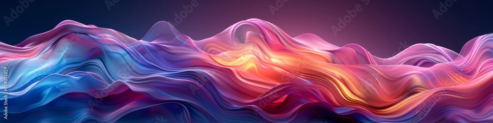 Poster abstract waves in vibrant colors. flow and movement concept. banner with copy space