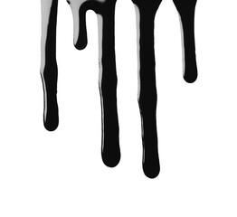 Black glossy oil flowing on white background