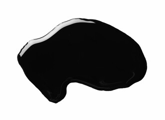 Black glossy oil blob isolated on white, top view