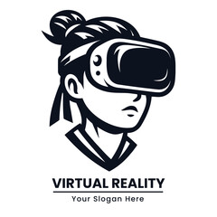 Boy in VR, simple yet futuristic design, bold lines