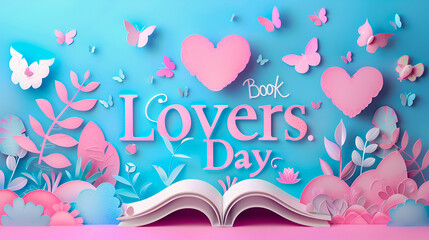Papercut composition with words Book Lovers Day